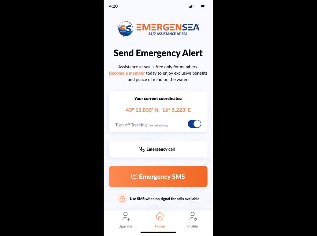 EmergenSea Live Tracking app